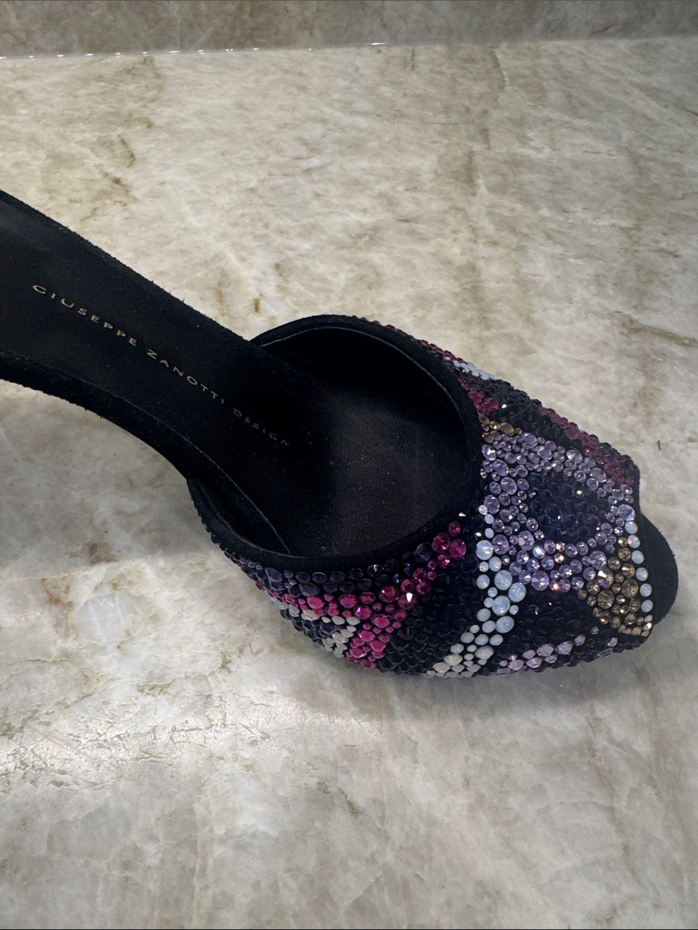 Giuseppe Zanotti Black Beaded Multicolor Crystal Mules - Picture 6 of 9